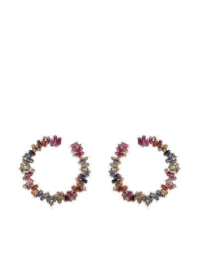 Suzanne Kalan 18kt Rose Gold Spiral Sapphire Earrings In Multicolour