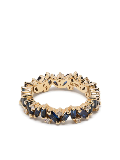 Suzanne Kalan 18kt Yellow Gold Bliss Eternity Sapphire And Diamond Ring In Blue