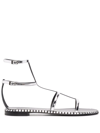 Giuseppe Zanotti Flat Gladiator Sandals With Mirrored Upper In Grey