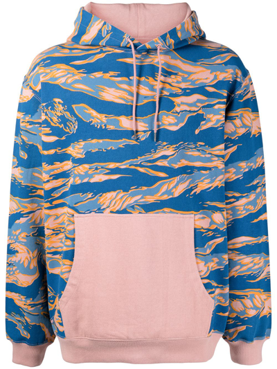 Maharishi Animal-print Organic-cotton Hoodie In Blau