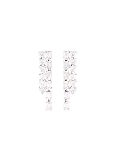 Shay 18kt White Gold Double Diamond Waterfall Earrings In Silber