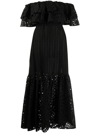 Charo Ruiz Isabella Broderie Anglaise Midi Dress In Schwarz