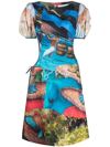 ANDERSSON BELL ABSTRACT-PRINT PUFF-SLEEVE DRESS