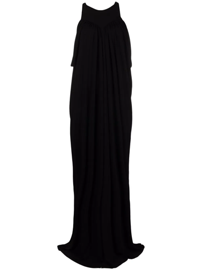Alberta Ferretti Sleeveless Draped Evening Dress In Schwarz