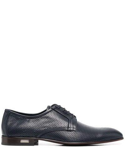 Casadei Perforated Leather Oxford Shoes In Blau