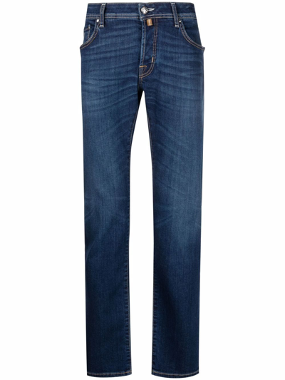 Jacob Cohen Stonewashed Straight-leg Jeans In Blau
