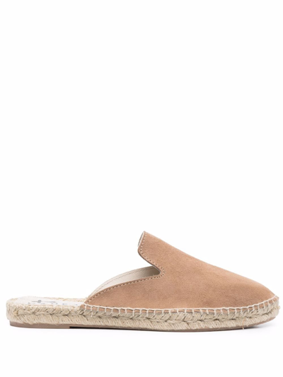 Manebi Suede Flat Espadrilles In Nude