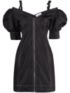 GANNI OPEN V-NECK MINI DRESS