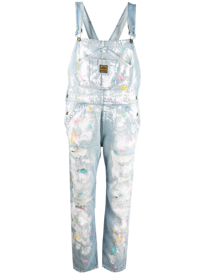 Washington Dee Cee Denim Overalls With Paint Stains Effect - Atterley In Blue