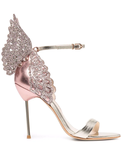 Sophia Webster Evangeline Bicolor Crystal Angel Wing Sandals In Pink
