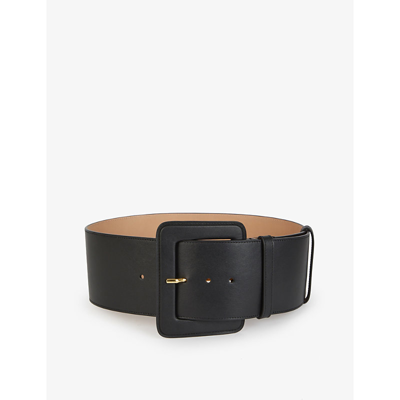 Carolina Herrera Leather Square-buckle Belt In Black
