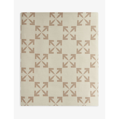 Off-white Arrow Graphic-print Cotton Table Cloth 240cm In Creme Taupe