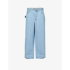 Bottega Veneta Belted Wide Leg Light Wash Denim Jeans In Light Bleach