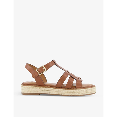 Dune Latch Espadrille Sole Leather Sandals In Tan-leather