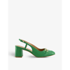 DUNE DUNE WOMENS GREEN-LEATHER CASSIE SNAFFLE-TRIM LEATHER SLINGBACK HEELS,53241215