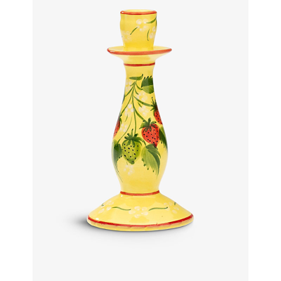 Anna + Nina Multi-coloured Strawberry Fields Painted Ceramic Candlestick 24cm