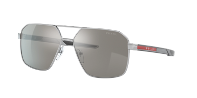 Prada Linea Rossa Man Sunglasses Ps 55ws In Light Grey Mirror Silver