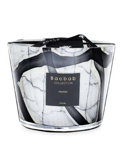 Baobab Collection Stone Marble Candle In Black
