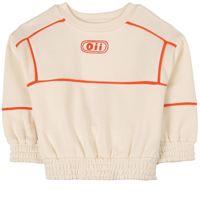Oii Kids' Piping Gots Sweatshirt Tofu/orange In Cream