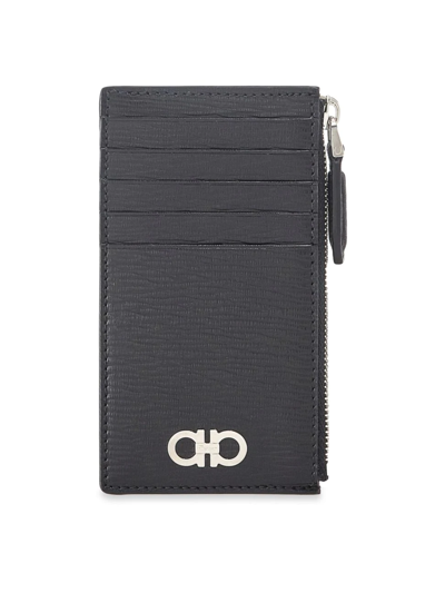 Ferragamo Men's Revival Gancini Card Wallet In Nero Red