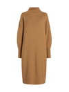 ANOTHER TOMORROW WOMEN'S RIBBED FUNNEL NECK MIDI-DRESS