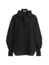 Another Tomorrow Exaggerated Bow Blouse In Black