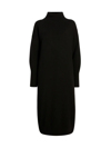 Another Tomorrow Ribbed Funnel Neck Midi-dress In Black