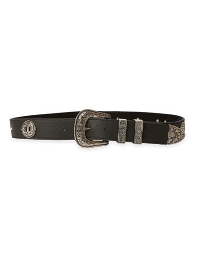 B-low The Belt Carson Leather Western Belt In Black Silver