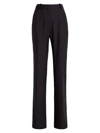 Another Tomorrow Tailored Organic-cotton Blend Wide-leg Trousers In Navy
