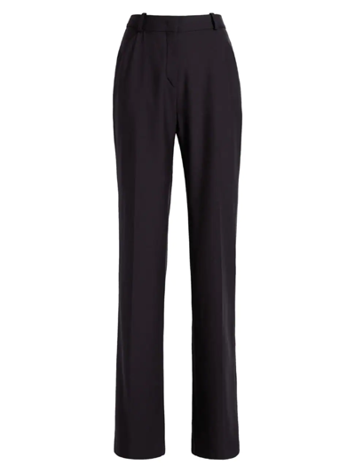 Another Tomorrow Tailored Organic-cotton Blend Wide-leg Trousers In Navy