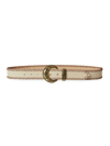 B-low The Belt Clover Contrast-stitched Leather Belt In Bone Brass