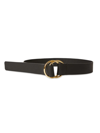 B-low The Belt Tumble Leather O-ring Belt In Black Gold