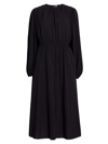 ANOTHER TOMORROW WOMEN'S PLEATED DRAWSTRING MIDI-DRESS