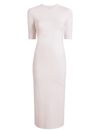 Another Tomorrow Crewneck Body-con Midi-dress In White