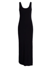 Another Tomorrow Core Sleeveless Jersey Knit Midi-dress In Black