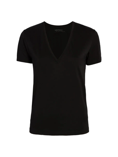 Another Tomorrow Core V-neck T-shirt In Black