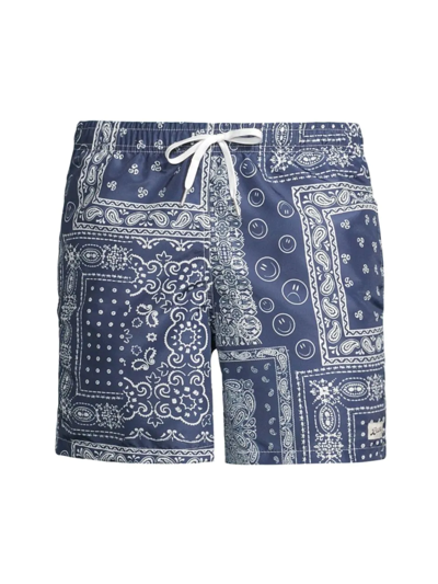 Bather Straight-leg Mid-length Bandana-print Recycled Swim Shorts In Navy