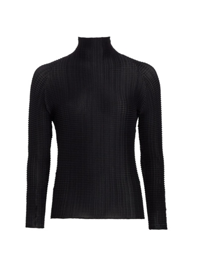 Issey Miyake Wooly Pleats Top In Black