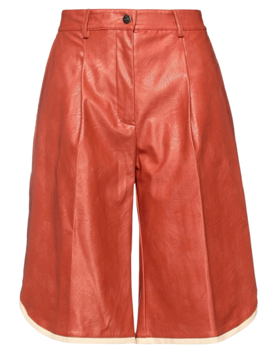 8pm Woman Shorts & Bermuda Shorts Rust Size Xs Polyurethane, Rayon In Red