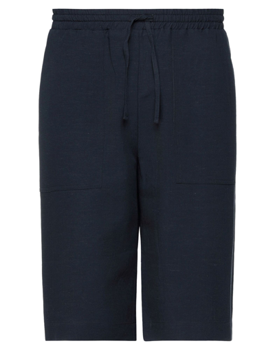Roberto Collina Man Shorts & Bermuda Shorts Navy Blue Size 36 Cotton, Nylon, Elastane