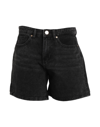 Only Phine Denim Mom Shorts In Black In Black