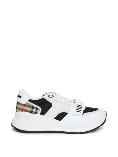 Burberry Vintage Check Low-top Sneakers In White,black,beige