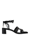 MAJE MAJE WOMAN SANDALS BLACK SIZE 7 SOFT LEATHER