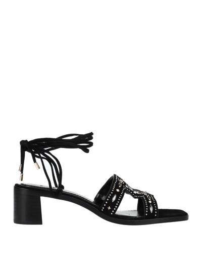 Maje Fioutal Studded Cutout Suede Sandals In Black