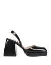 Nodaleto Bulla Jones Glossed-leather Slingback Platform Pumps In Black