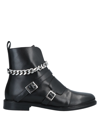 Maje Flat Ankle Boots With Straps And Chain In Black
