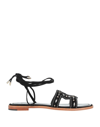 MAJE MAJE WOMAN SANDALS BLACK SIZE 7 SOFT LEATHER