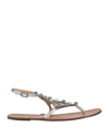 Schutz Toe Strap Sandals In Silver