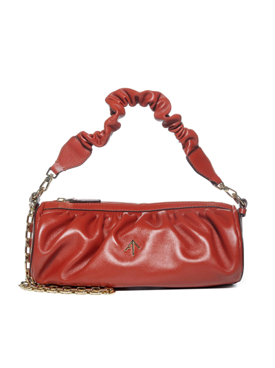 Manu Atelier Cylinder Chained Shoulder Bag In Cuoio