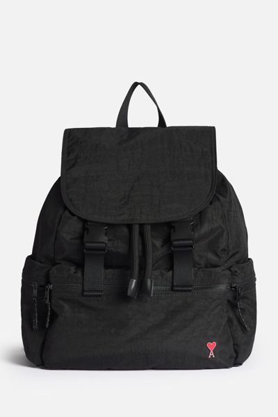 Ami Alexandre Mattiussi Backpack With Ami De Coeur Rivet In Black